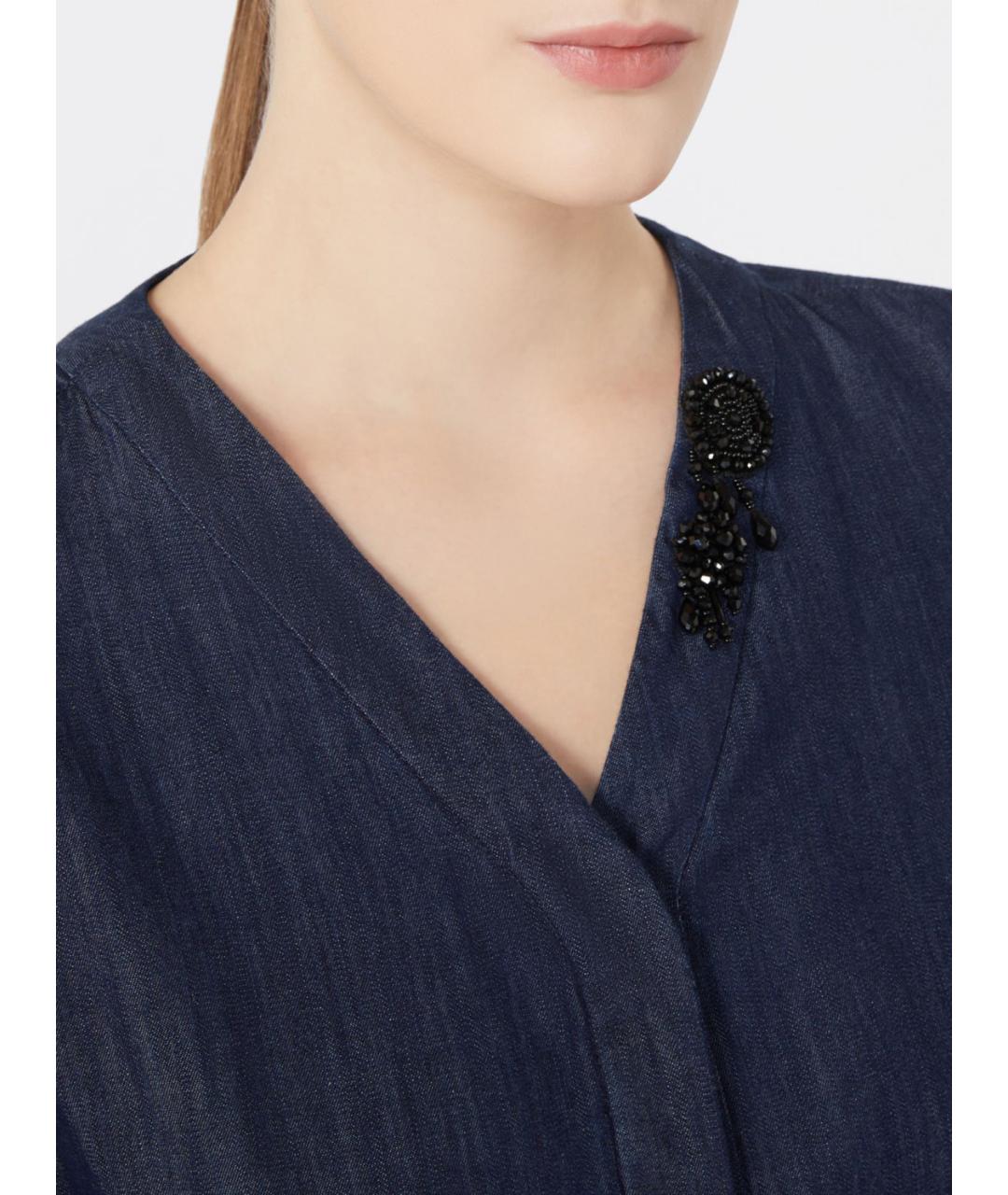 'S MAX MARA Темно-синее хлопковое повседневное платье, фото 5