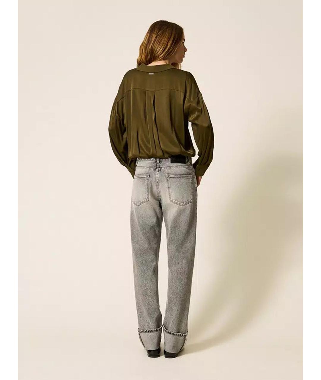 TWIN-SET Серые хлопковые прямые джинсы, фото 5