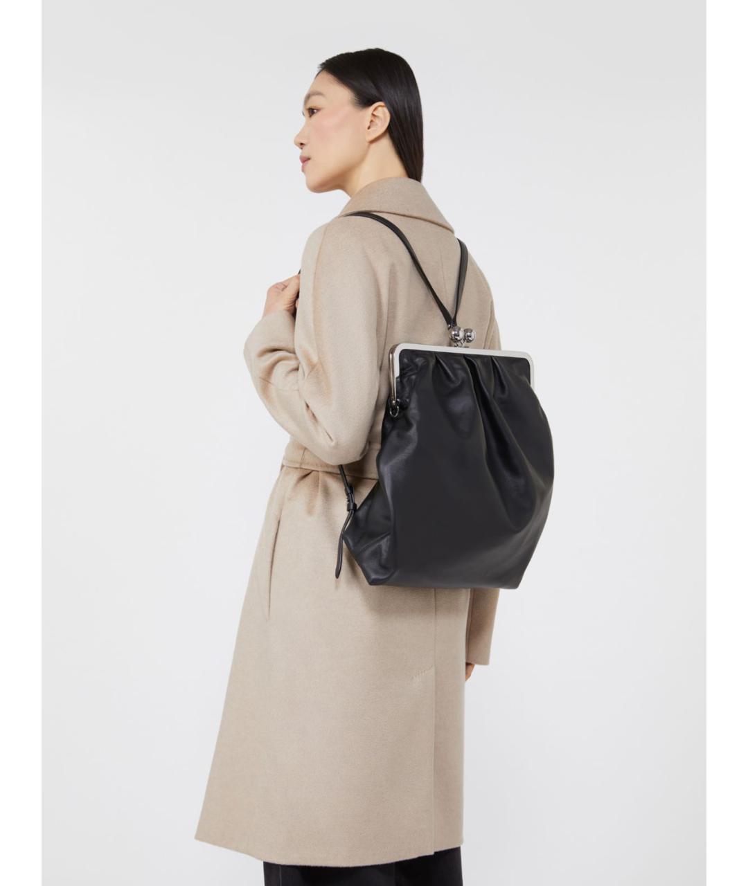 WEEKEND MAX MARA Черный кожаный рюкзак, фото 2