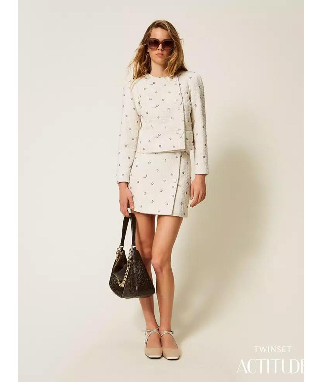 TWIN-SET Бежевая полиэстеровая юбка мини, фото 2