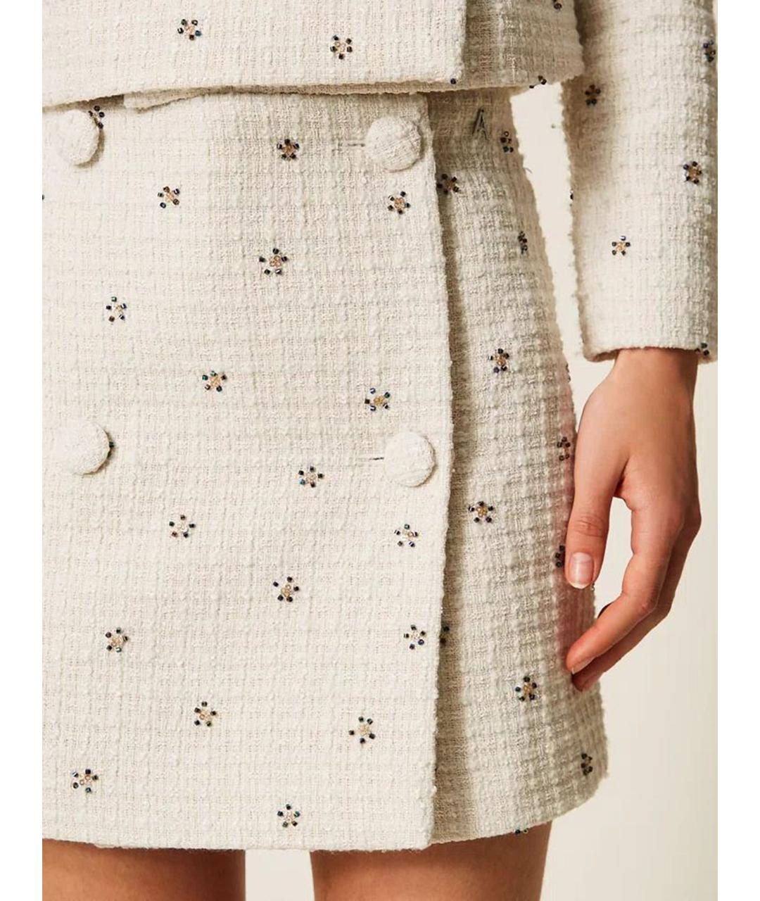 TWIN-SET Бежевая полиэстеровая юбка мини, фото 6