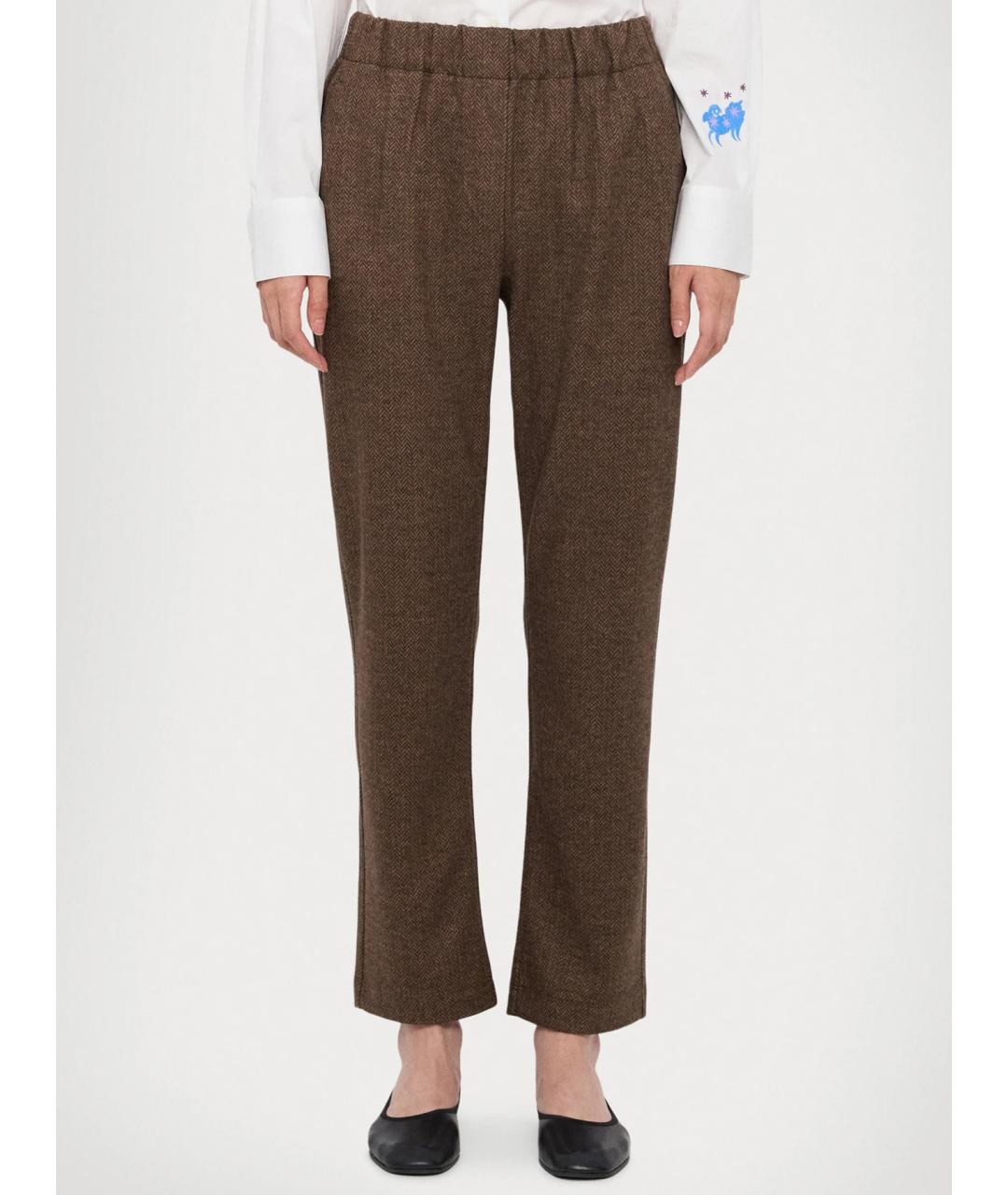WEEKEND MAX MARA Коричневые вискозные прямые брюки, фото 2