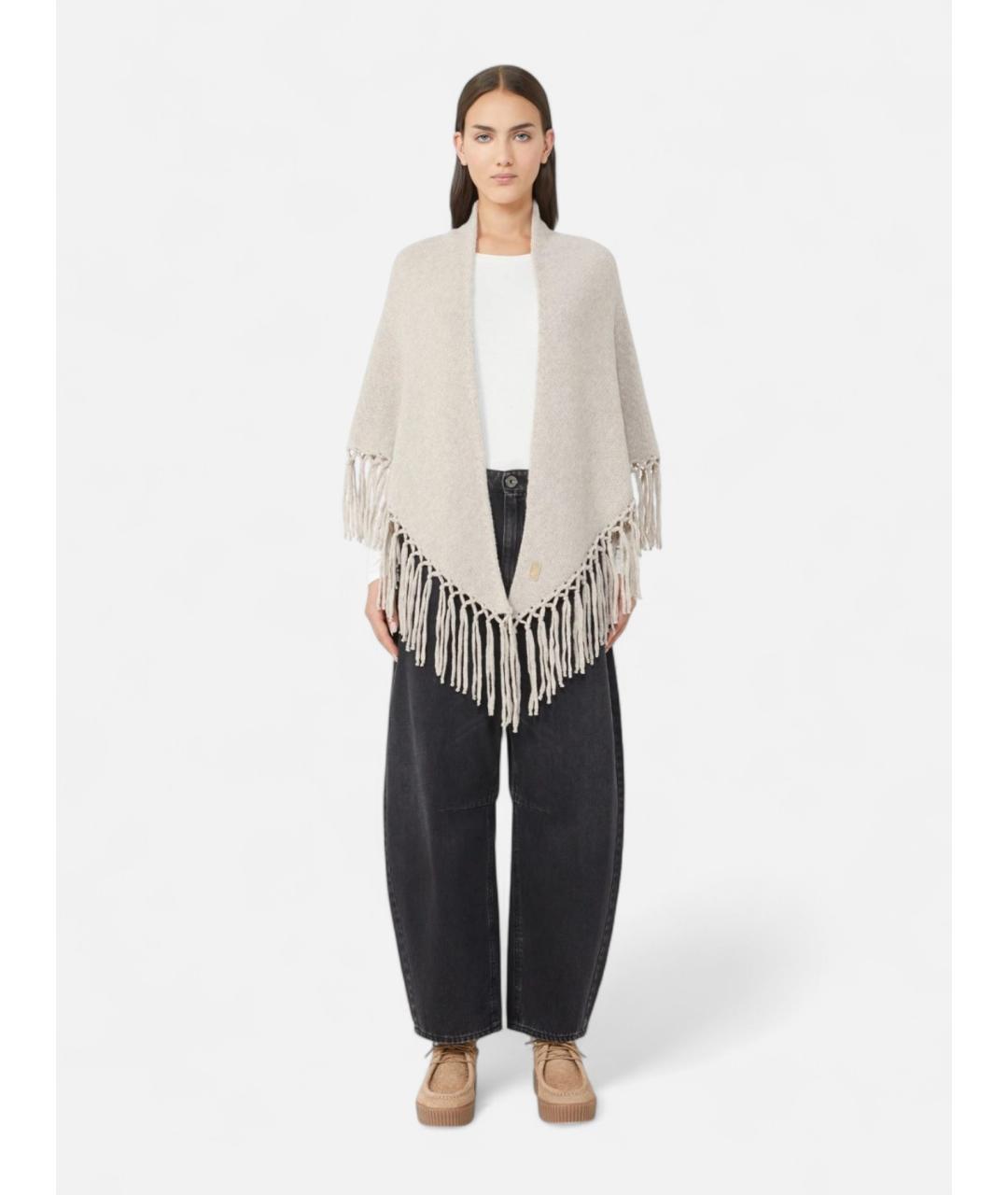 WEEKEND MAX MARA Бежевый шерстяной шарф, фото 5