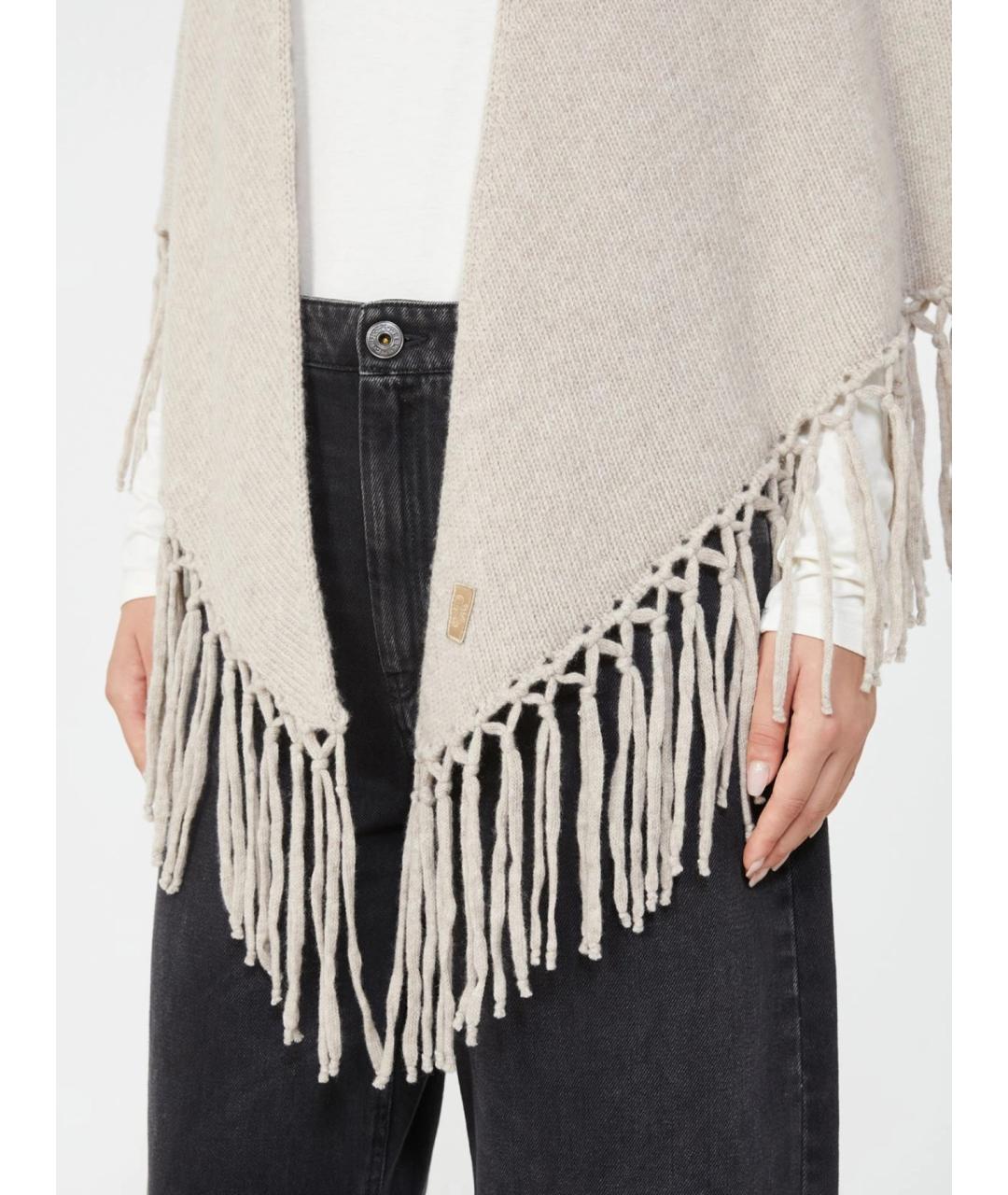 WEEKEND MAX MARA Бежевый шерстяной шарф, фото 4