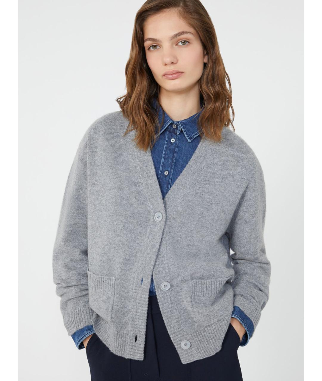 WEEKEND MAX MARA Серый кашемировый кардиган, фото 5