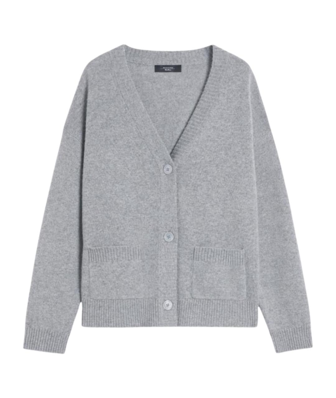 WEEKEND MAX MARA Серый кашемировый кардиган, фото 1
