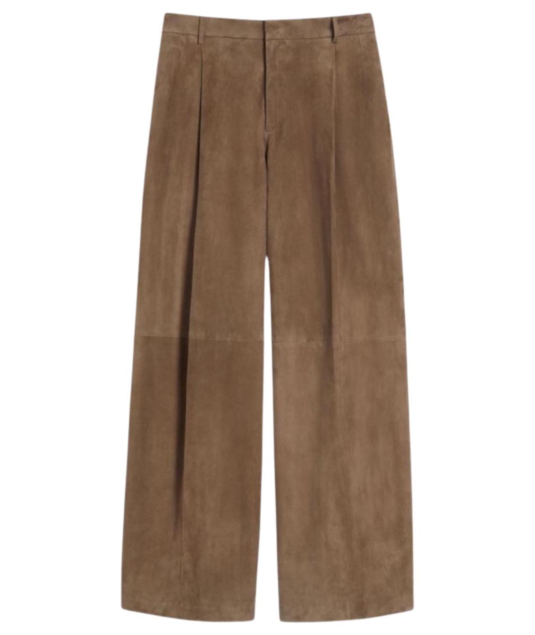 'S MAX MARA Коричневые кожаные брюки широкие, фото 1