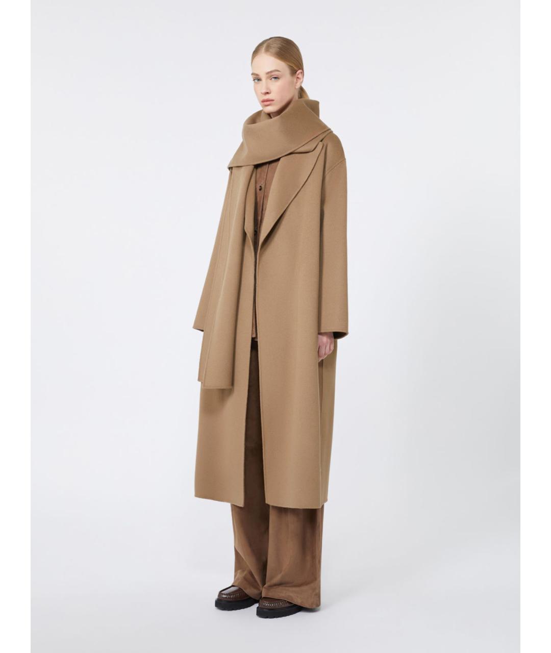 'S MAX MARA Коричневые кожаные брюки широкие, фото 2