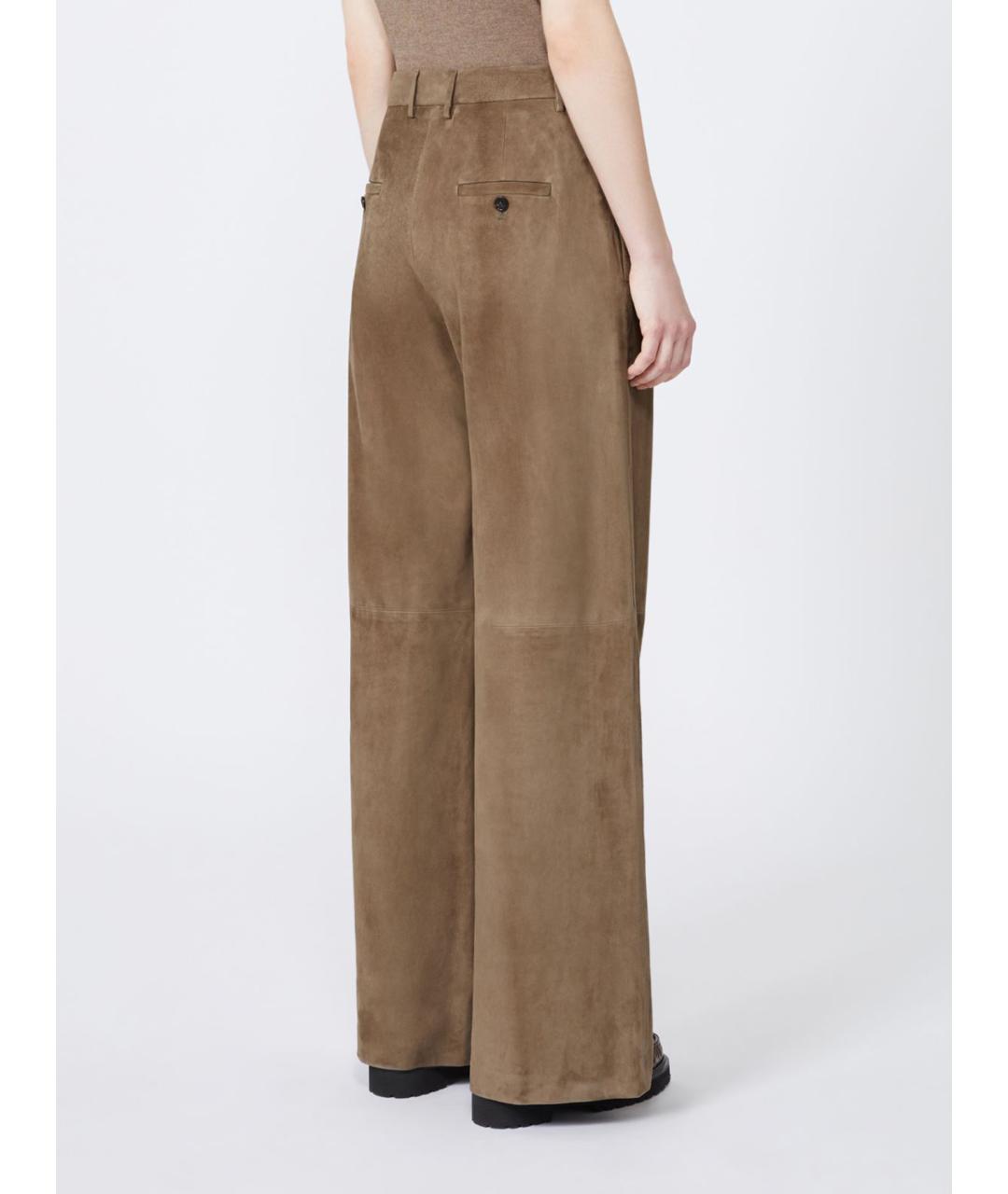 'S MAX MARA Коричневые кожаные брюки широкие, фото 3