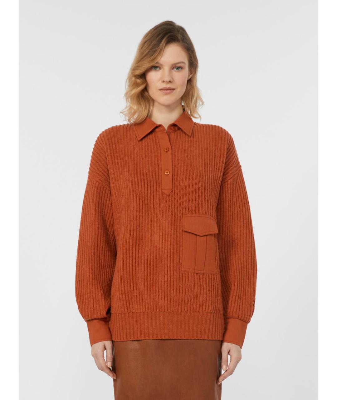 WEEKEND MAX MARA Оранжевый шерстяной джемпер / свитер, фото 4