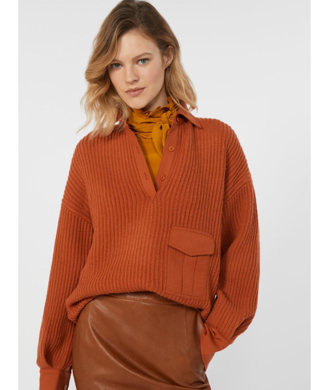 WEEKEND MAX MARA Оранжевый шерстяной джемпер / свитер, фото 5
