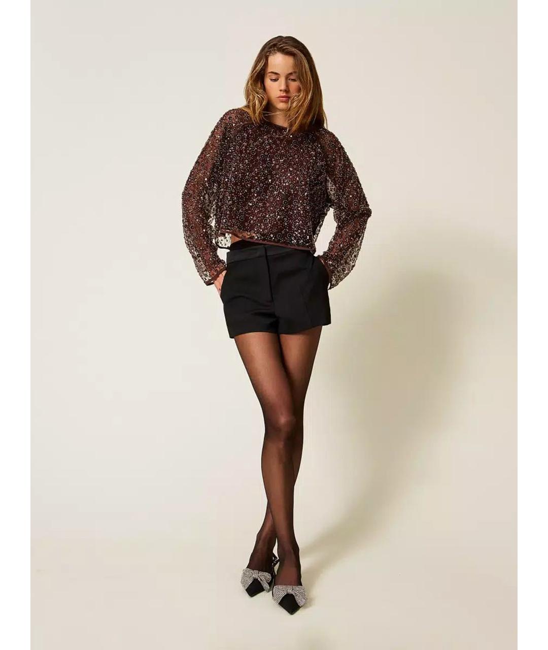 TWIN-SET Коричневая полиэстеровая блузы, фото 3