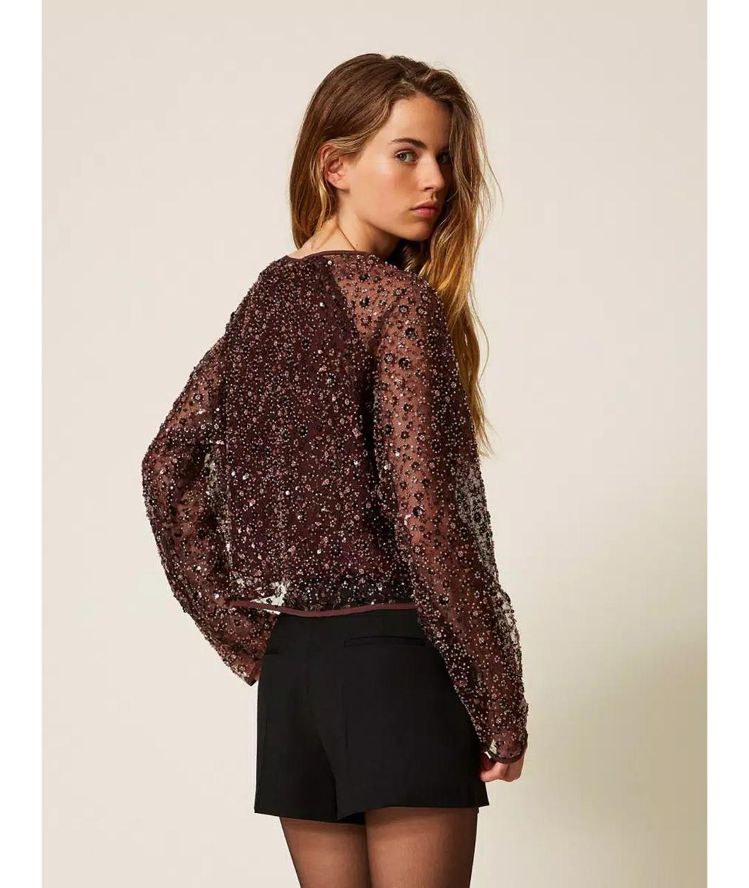 TWIN-SET Коричневая полиэстеровая блузы, фото 5