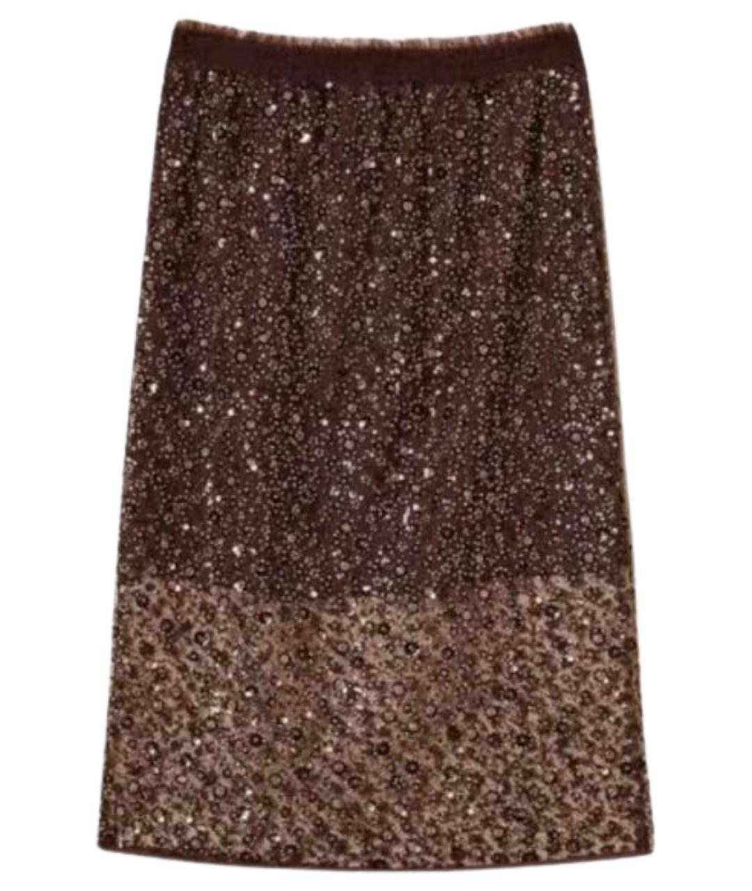 TWIN-SET Коричневая полиэстеровая юбка миди, фото 1