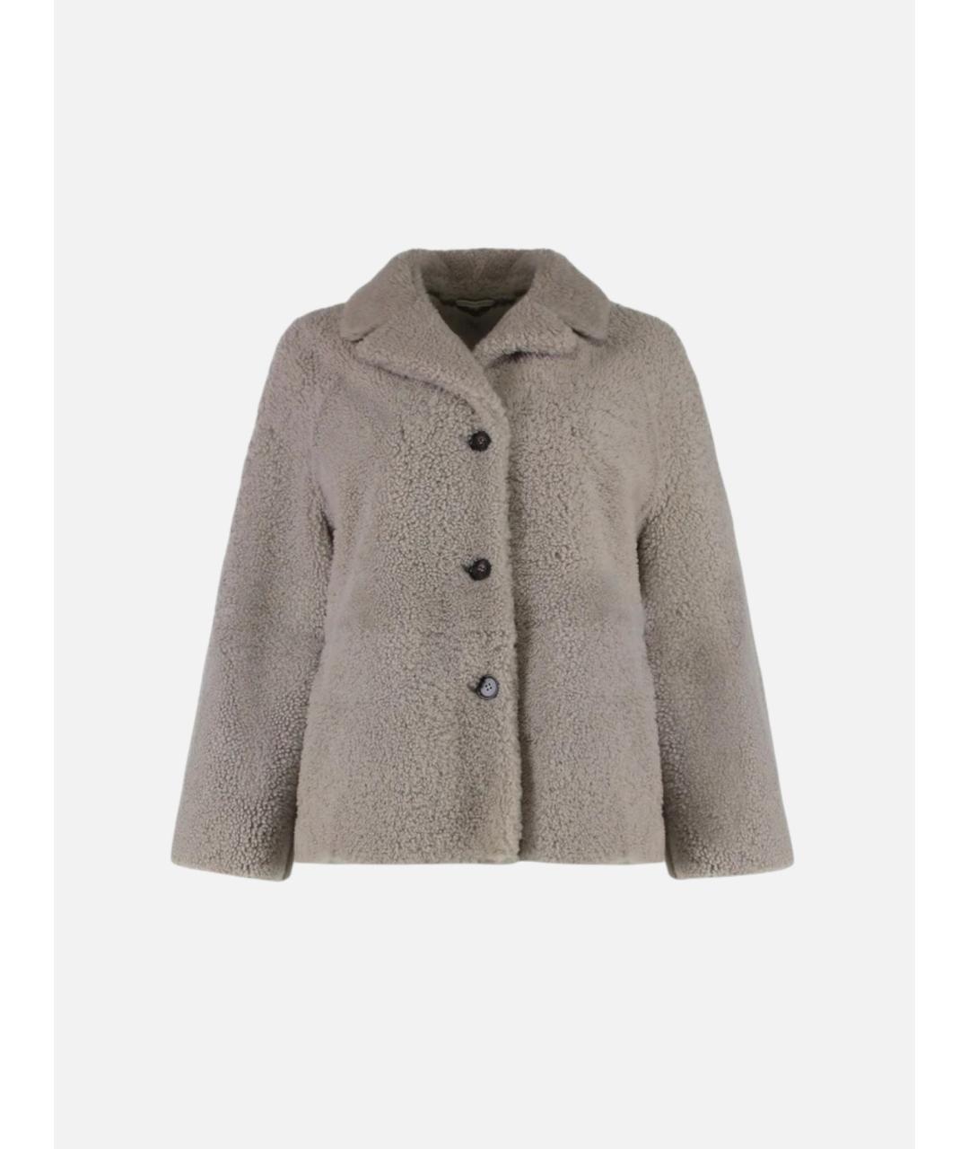 'S MAX MARA Серая меховая дубленка, фото 3