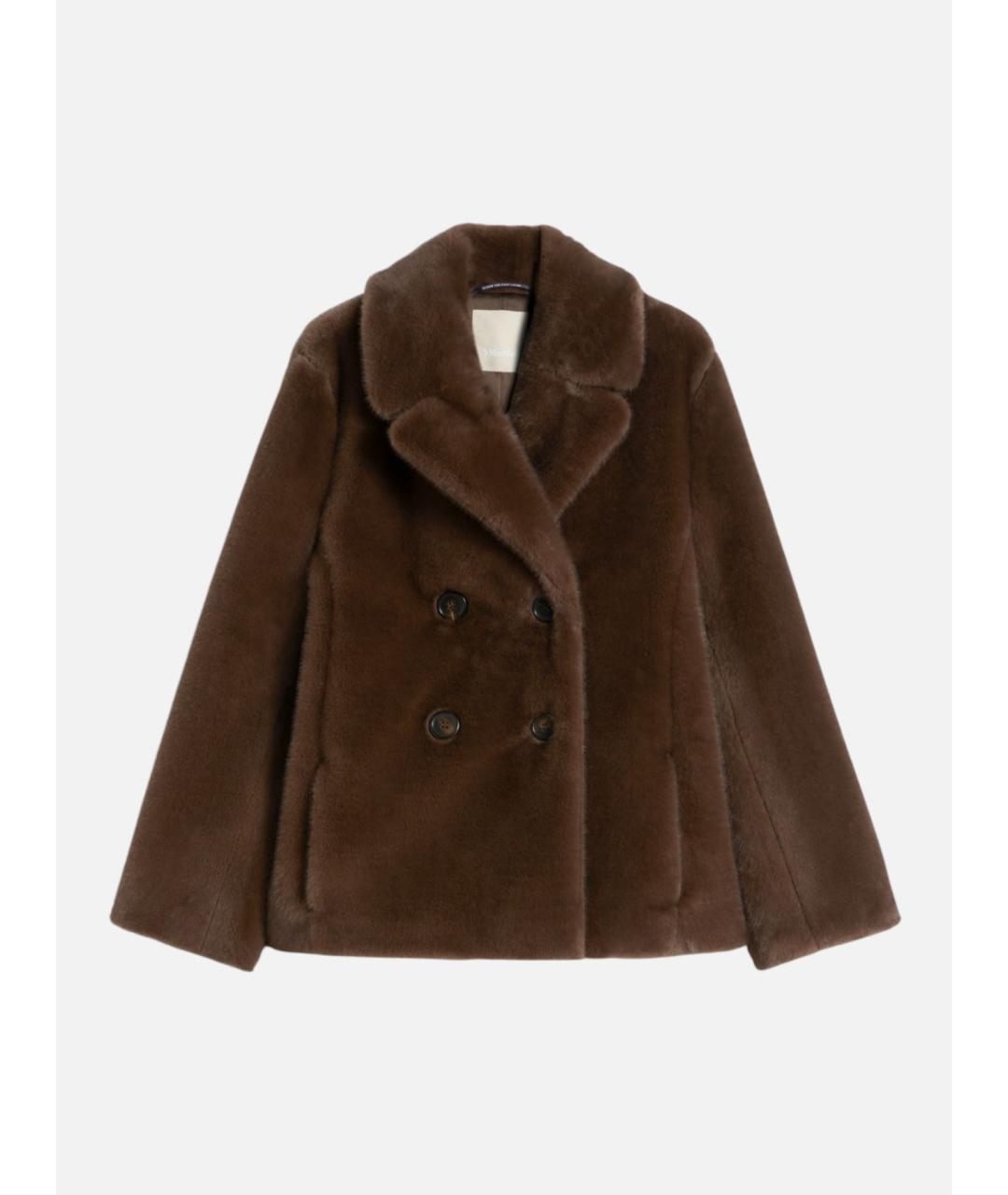 'S MAX MARA Коричневая полиэстеровая шуба, фото 5
