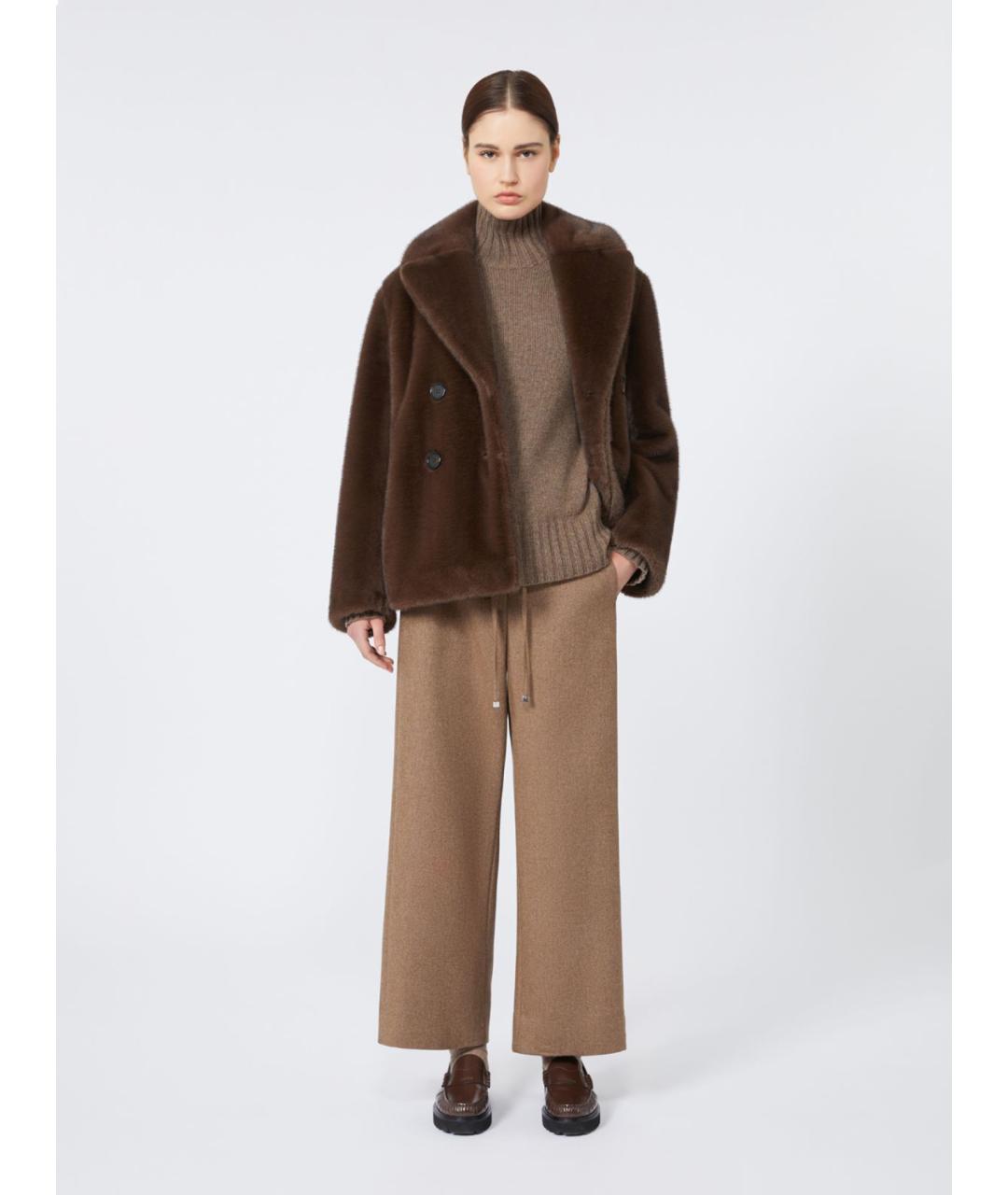 'S MAX MARA Коричневая полиэстеровая шуба, фото 2