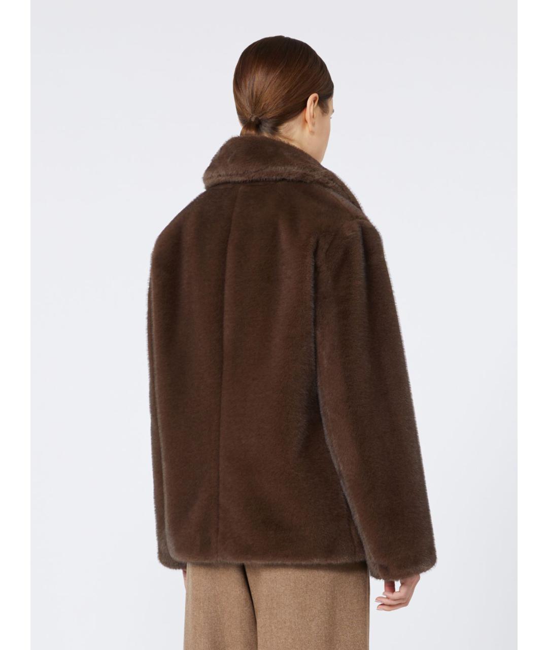 'S MAX MARA Коричневая полиэстеровая шуба, фото 3