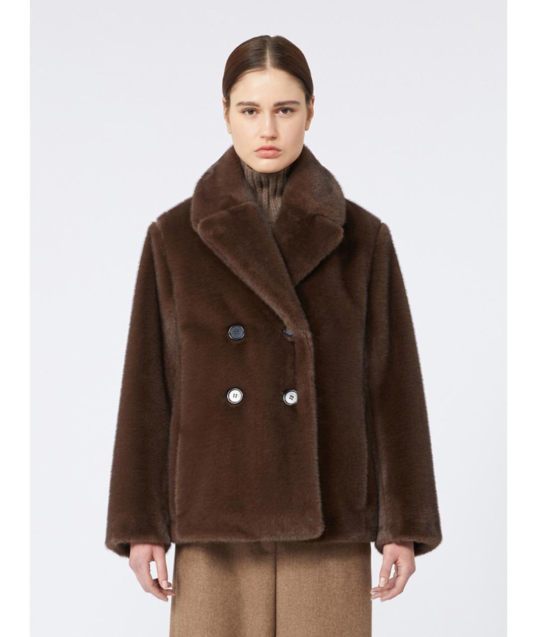 'S MAX MARA Черная полиэстеровая шуба, фото 4