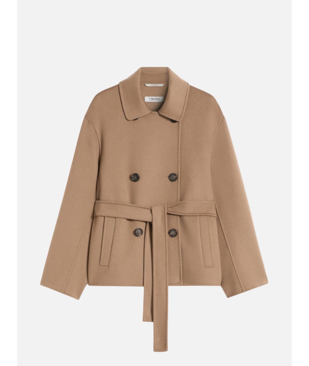 'S MAX MARA Бежевое шерстяное пальто, фото 6