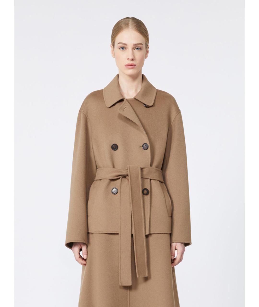 'S MAX MARA Бежевое шерстяное пальто, фото 4