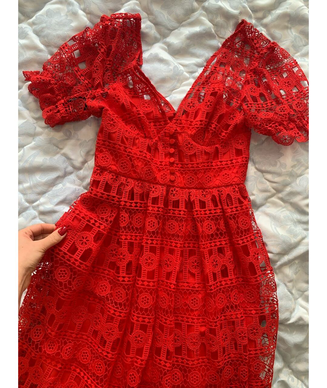 SELF-PORTRAIT Красное повседневное платье, фото 6