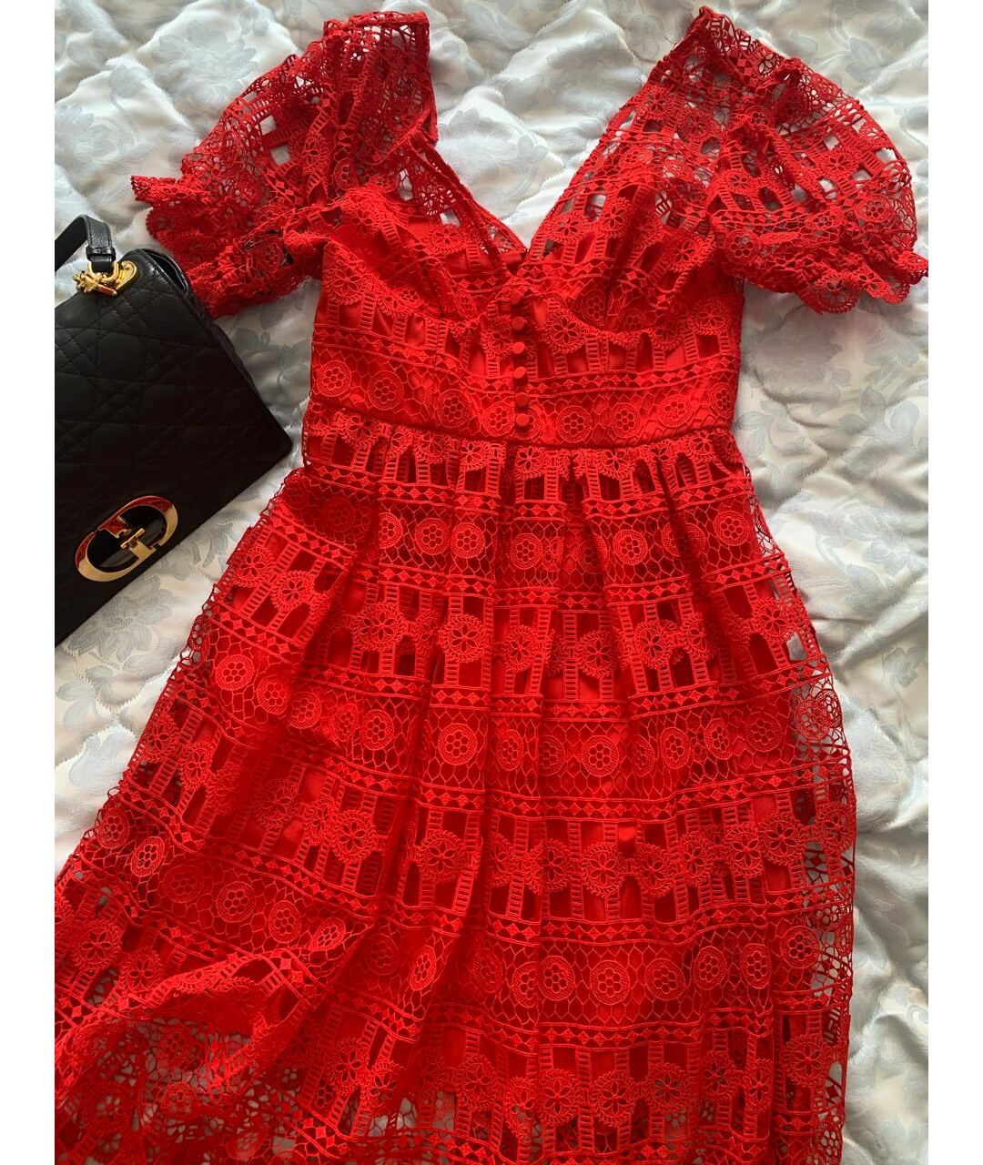 SELF-PORTRAIT Красное повседневное платье, фото 5