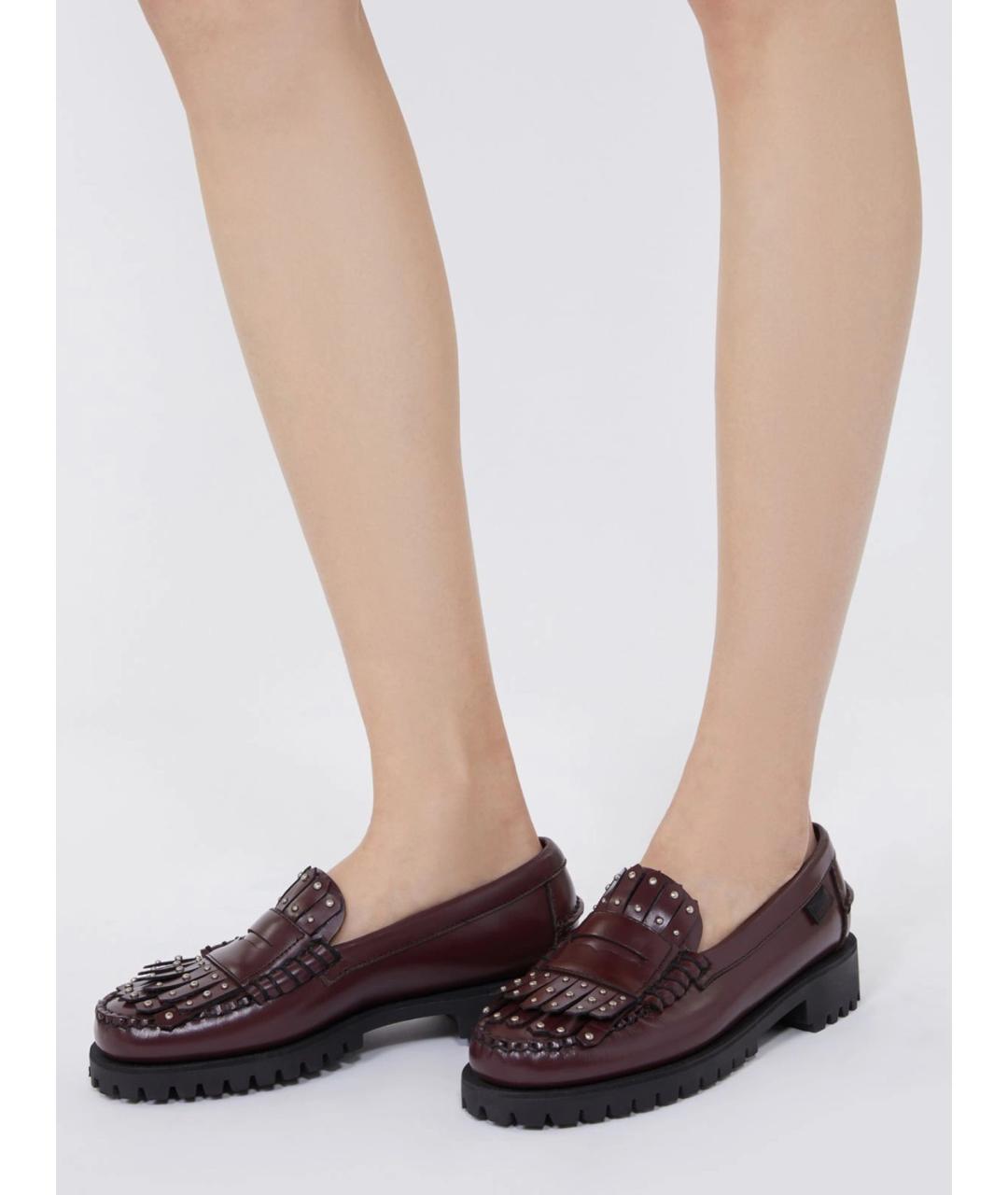WEEKEND MAX MARA Бордовые кожаные лоферы, фото 2