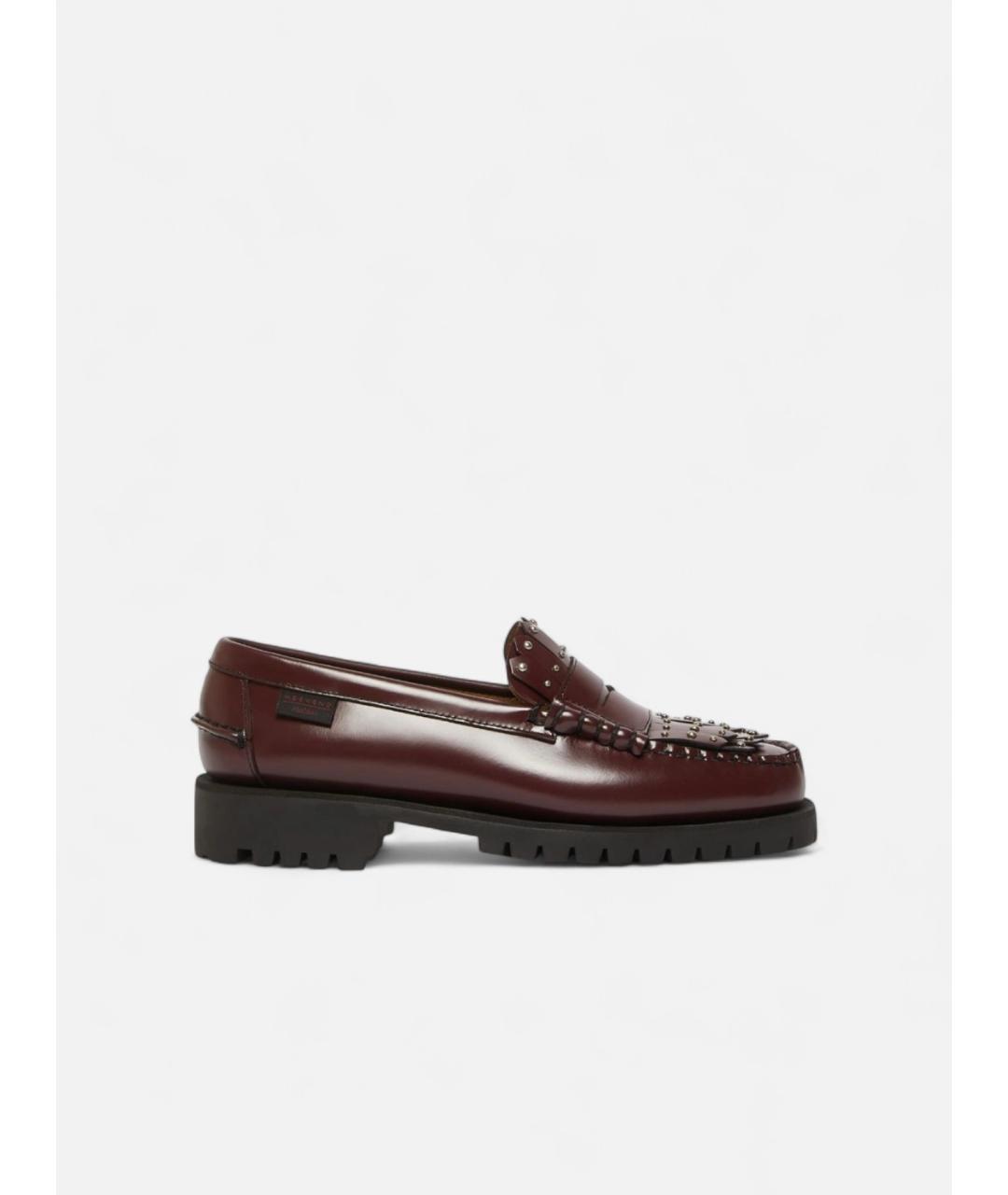 WEEKEND MAX MARA Бордовые кожаные лоферы, фото 6