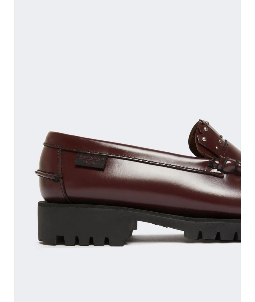 WEEKEND MAX MARA Бордовые кожаные лоферы, фото 4