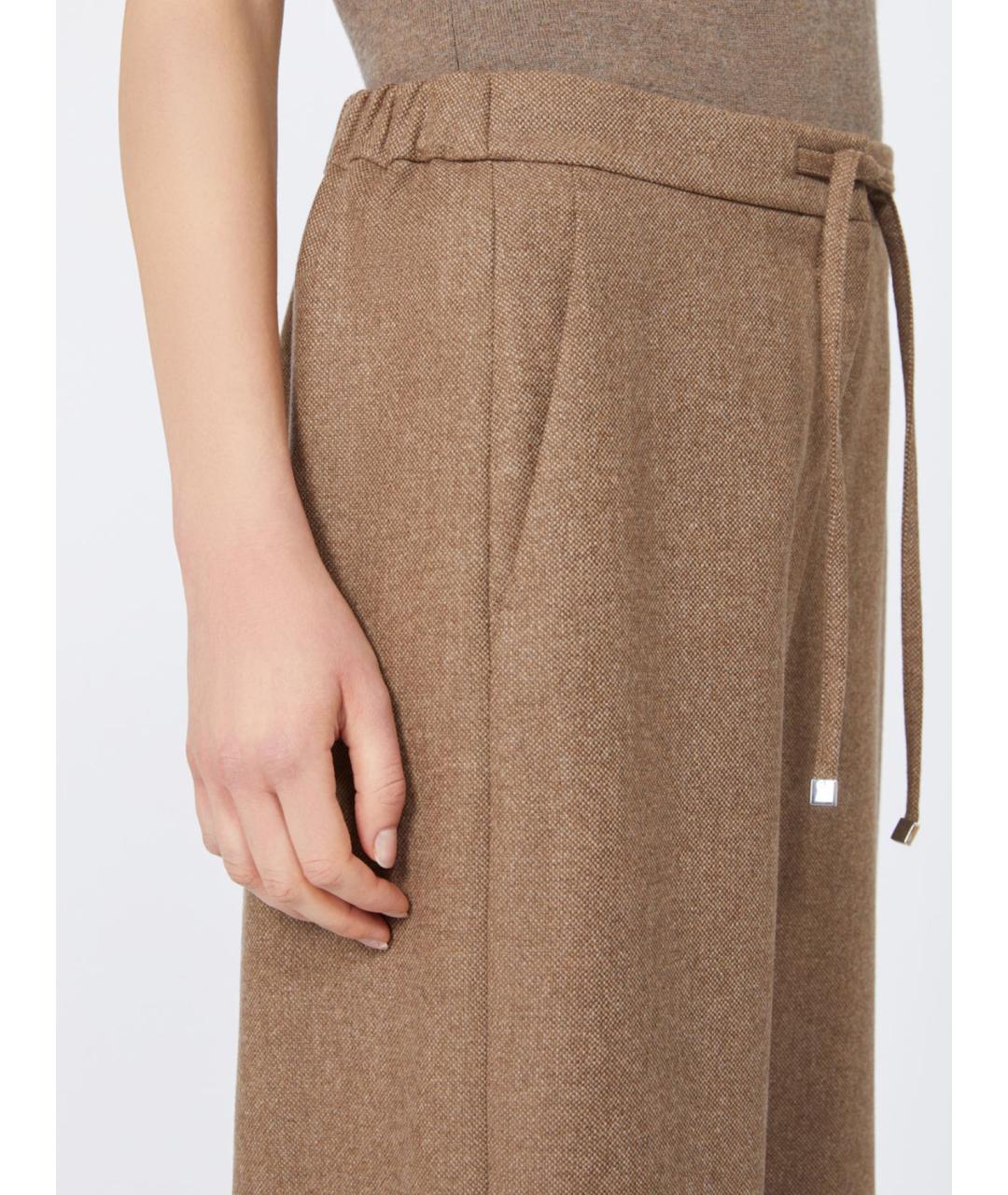 'S MAX MARA Бежевые шерстяные прямые брюки, фото 5