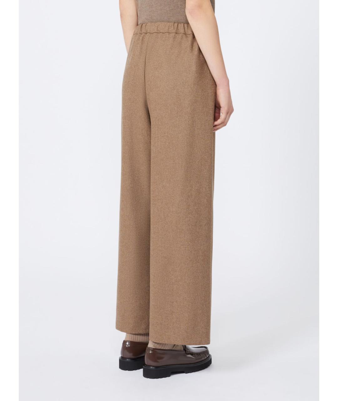 'S MAX MARA Бежевые шерстяные прямые брюки, фото 3