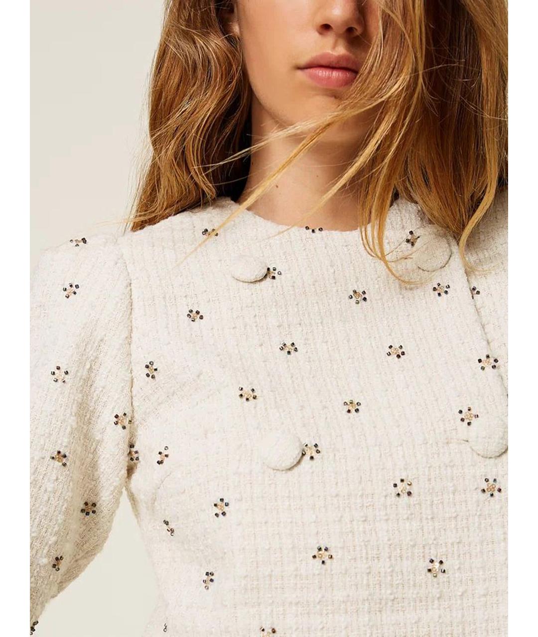 TWIN-SET Белый полиэстеровый жакет/пиджак, фото 6