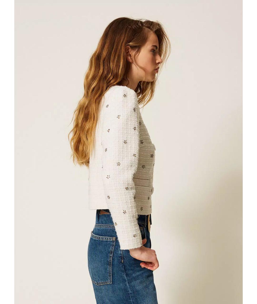 TWIN-SET Белый полиэстеровый жакет/пиджак, фото 4