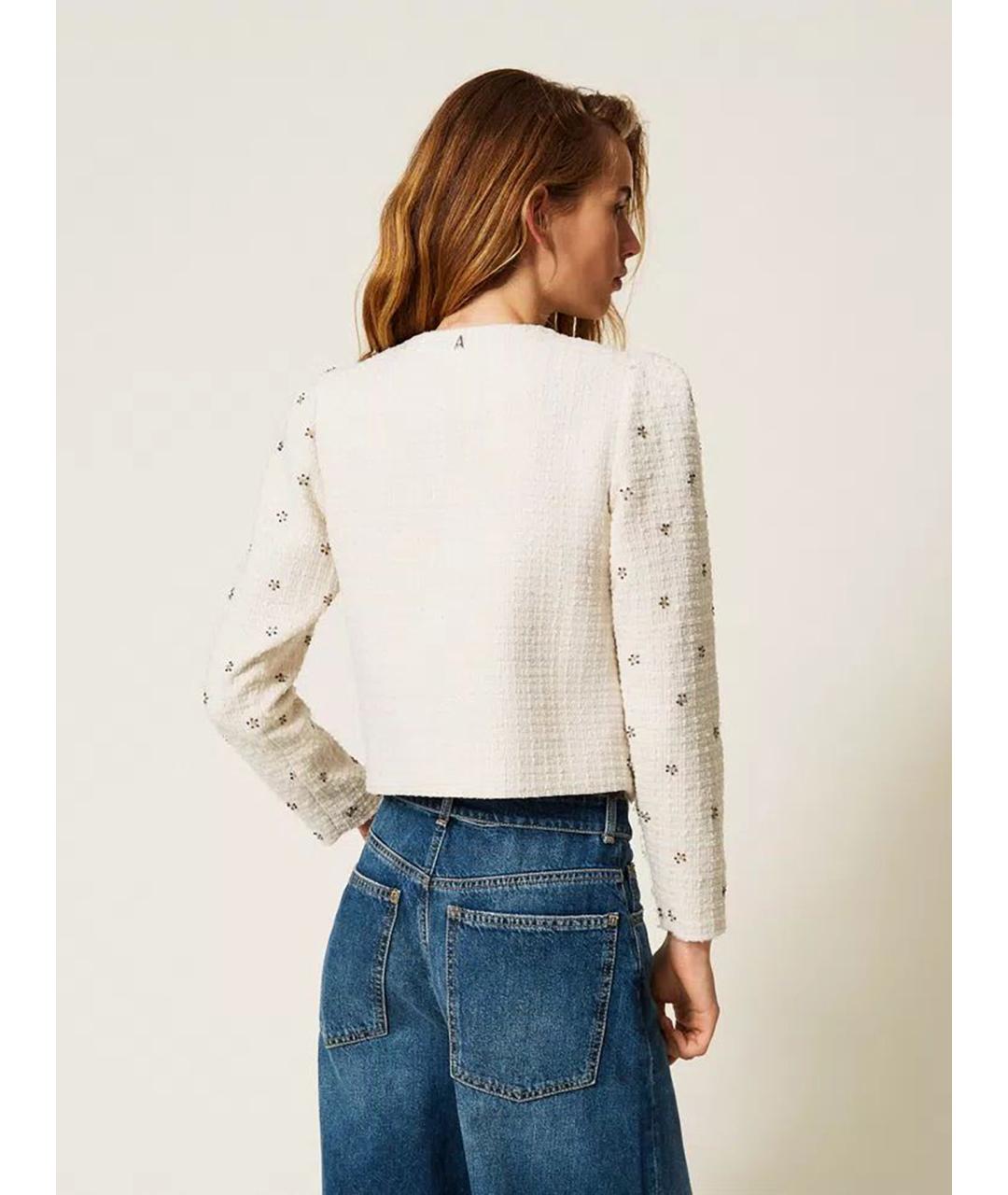 TWIN-SET Белый полиэстеровый жакет/пиджак, фото 5