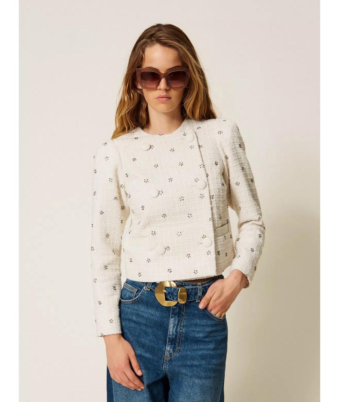 TWIN-SET Белый полиэстеровый жакет/пиджак, фото 3