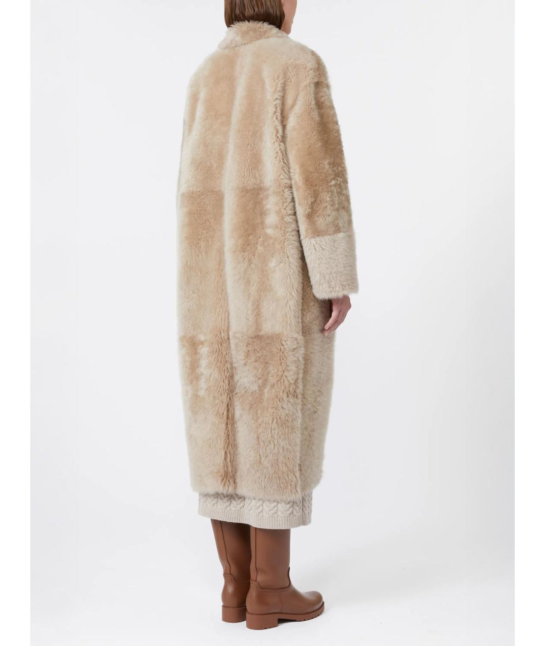 'S MAX MARA Бежевая кожаная дубленка, фото 3