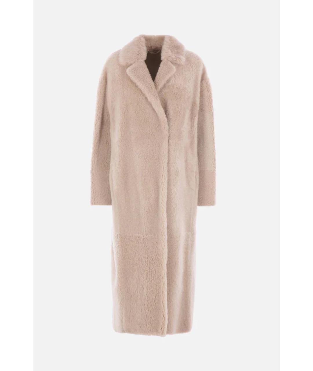 'S MAX MARA Бежевая кожаная дубленка, фото 4