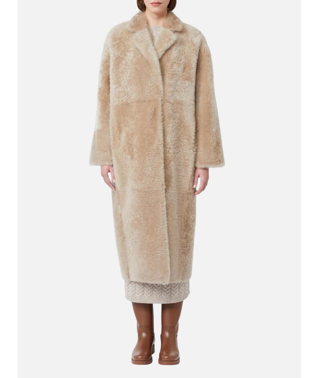 'S MAX MARA Бежевая кожаная дубленка, фото 2
