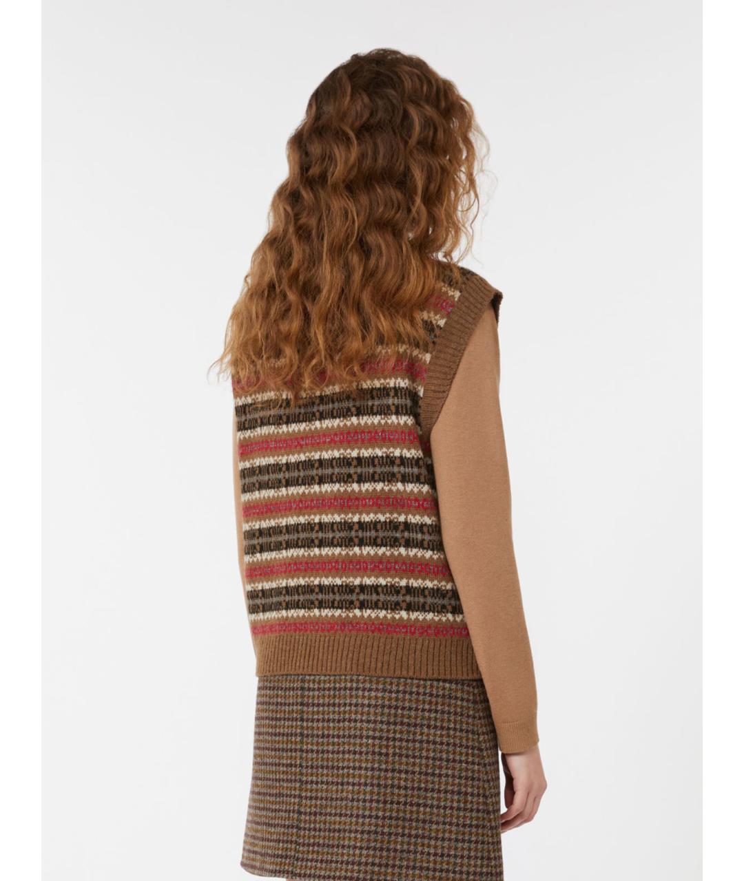 WEEKEND MAX MARA Мульти шерстяная жилетка, фото 3