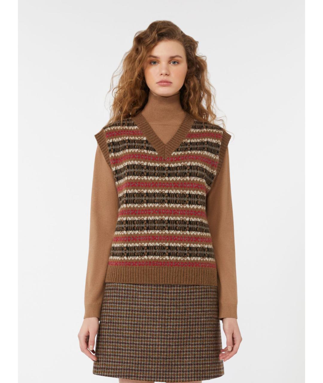 WEEKEND MAX MARA Мульти шерстяная жилетка, фото 4