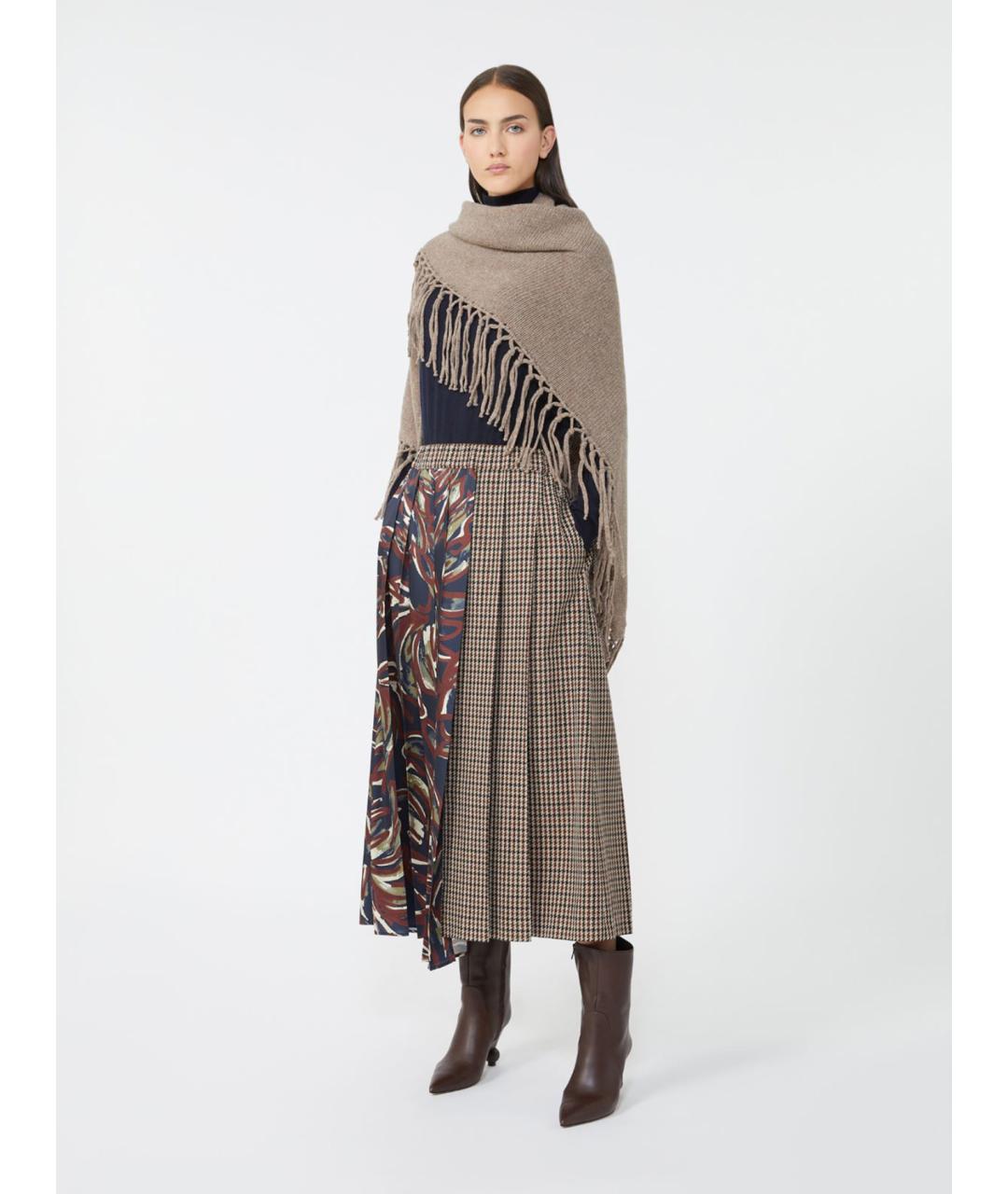 WEEKEND MAX MARA Бежевый шерстяной шарф, фото 2