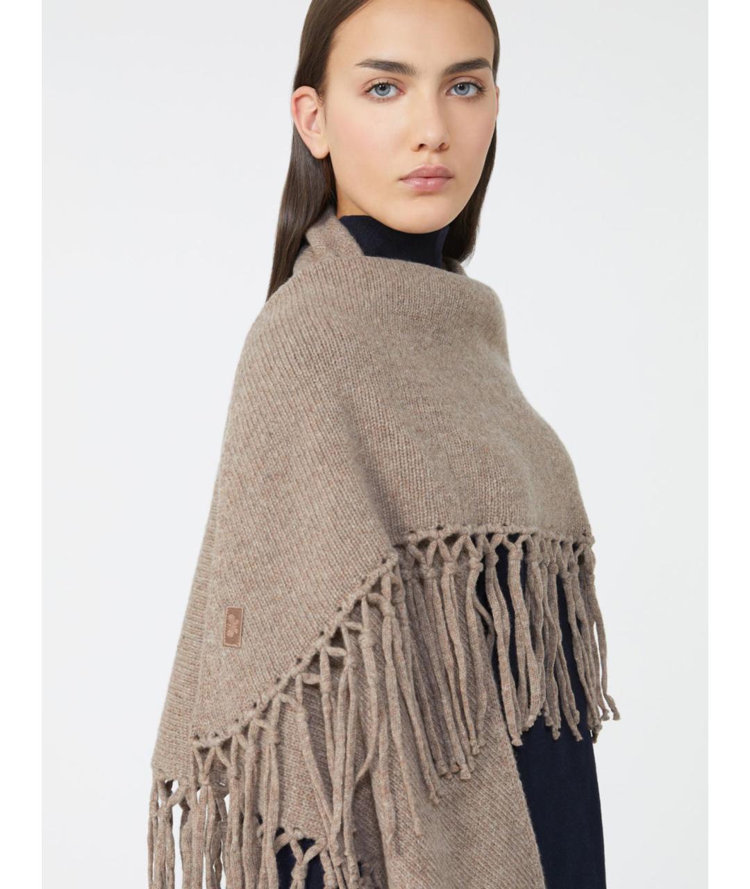 WEEKEND MAX MARA Бежевый шерстяной шарф, фото 3