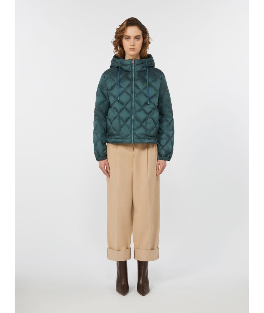 WEEKEND MAX MARA Бирюзовый полиэстеровый пуховик, фото 4