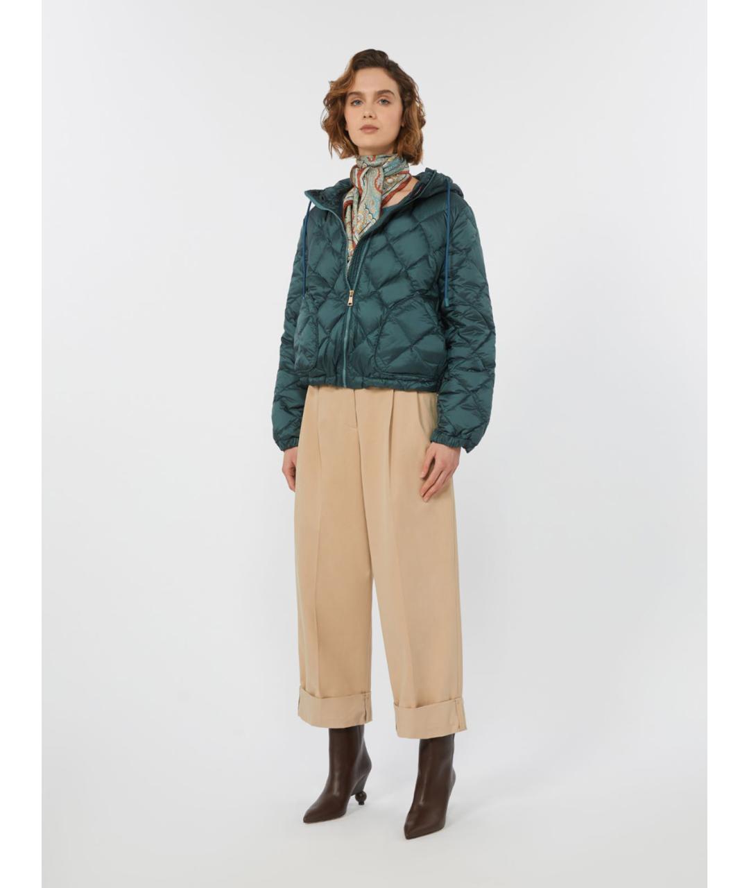 WEEKEND MAX MARA Бирюзовый полиэстеровый пуховик, фото 2