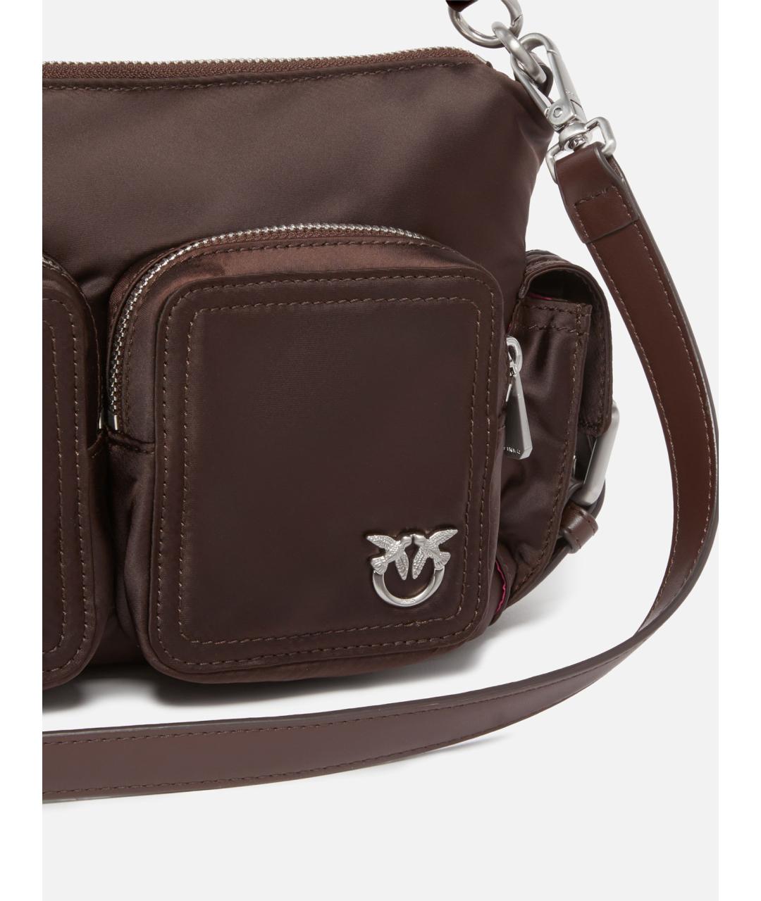 PINKO Коричневая синтетическая сумка через плечо, фото 2