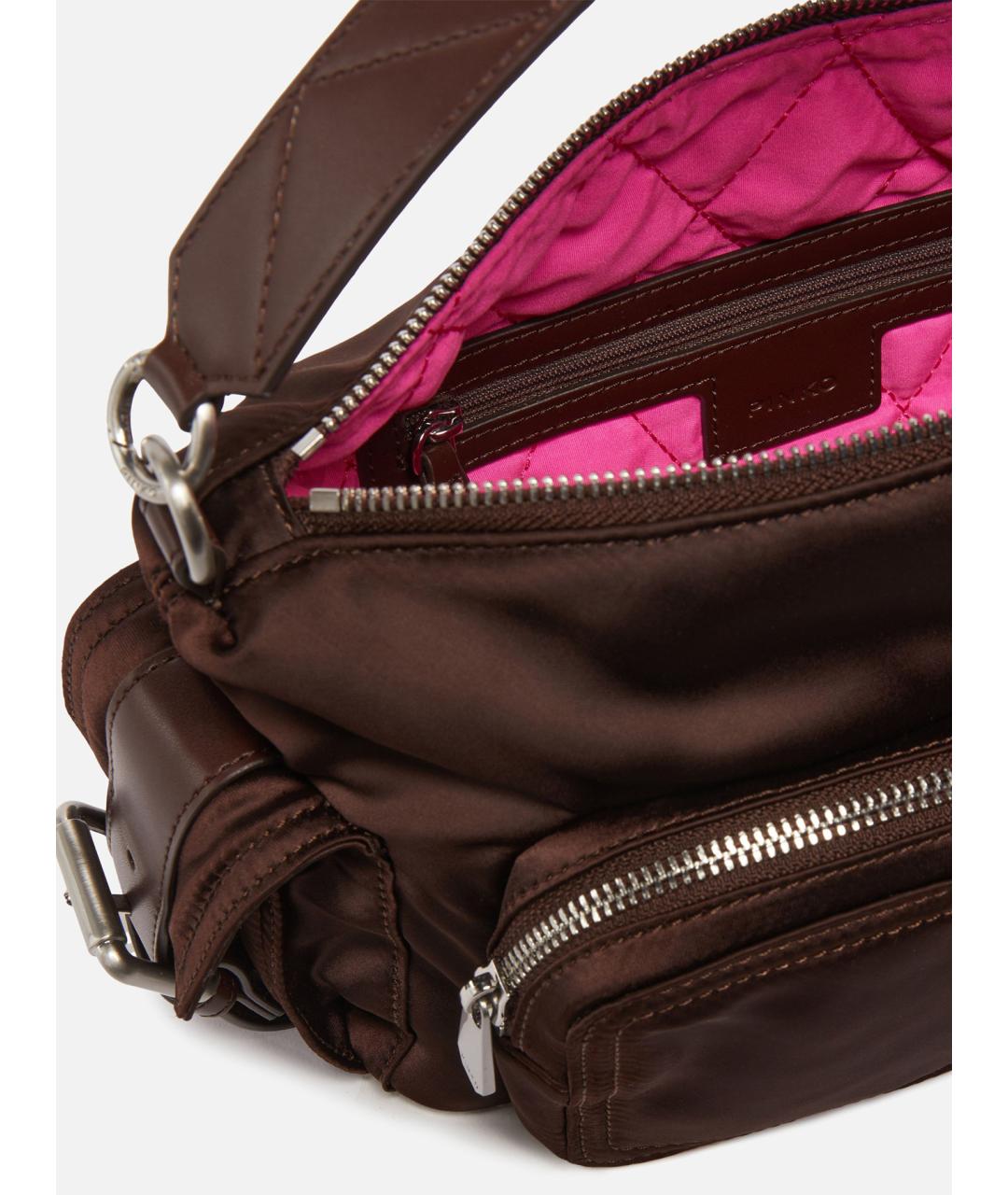 PINKO Коричневая синтетическая сумка через плечо, фото 4