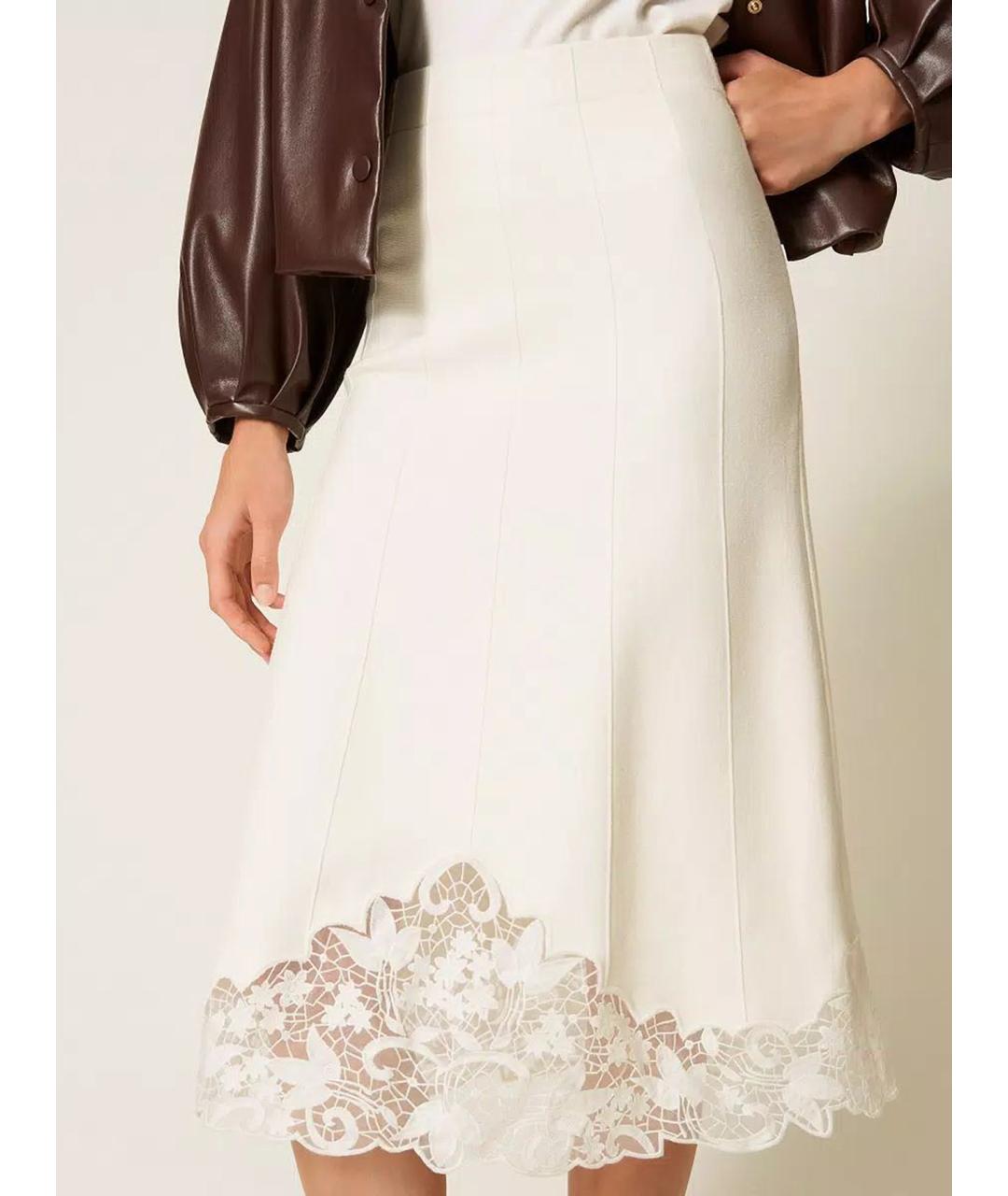 TWIN-SET Бежевая вискозная юбка миди, фото 5
