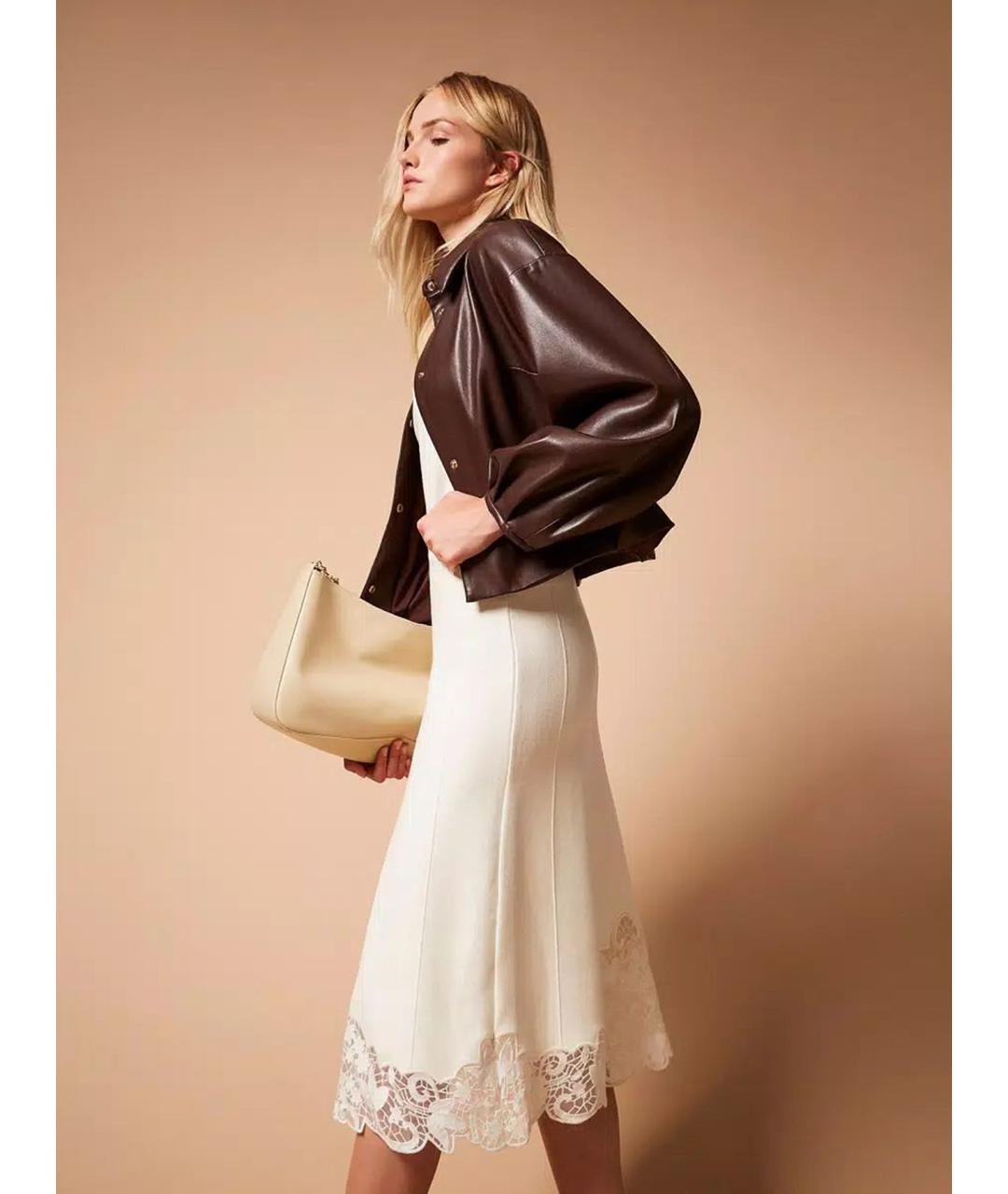 TWIN-SET Бежевая вискозная юбка миди, фото 6