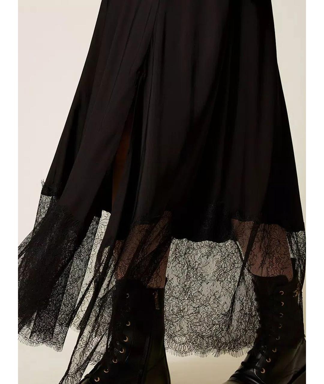 TWIN-SET Черная вискозная юбка миди, фото 6